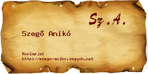 Szegő Anikó névjegykártya